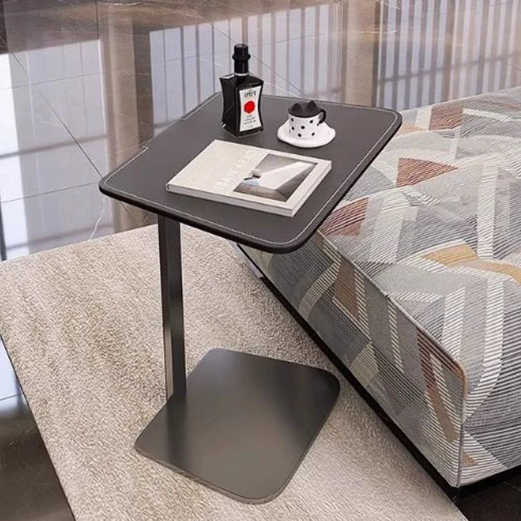 シンプルでスタイリッシュな合成皮革センターテーブル - ステンレス脚付き、リビングやダイニングに最適! hmx-5094