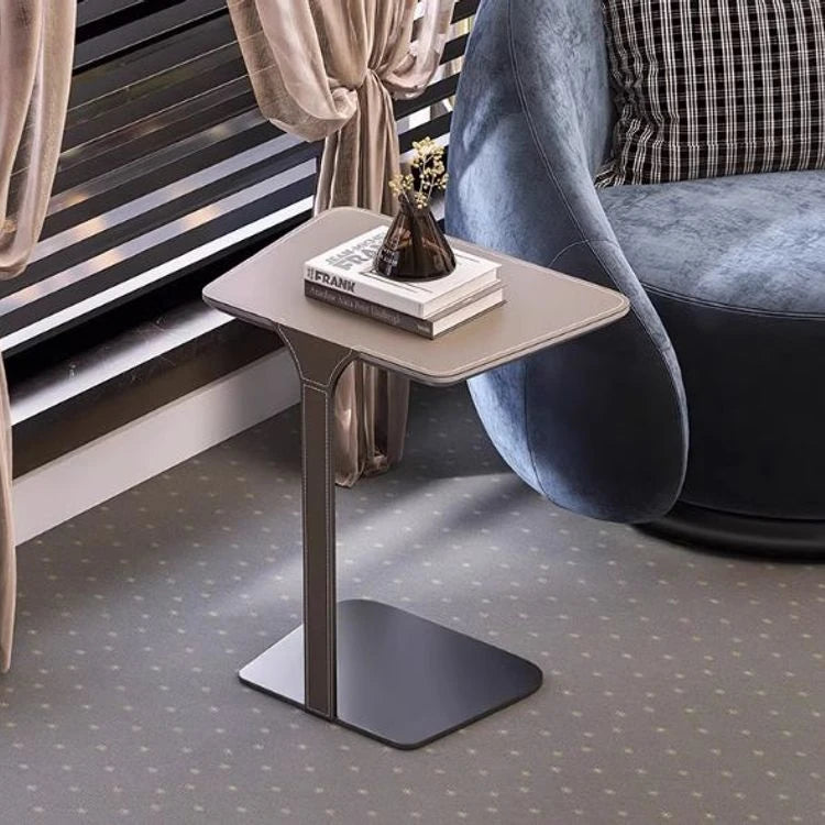 シンプルでスタイリッシュな合成皮革センターテーブル - ステンレス脚付き、リビングやダイニングに最適! hmx-5094