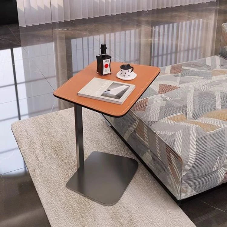 シンプルでスタイリッシュな合成皮革センターテーブル - ステンレス脚付き、リビングやダイニングに最適! hmx-5094