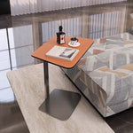 シンプルでスタイリッシュな合成皮革センターテーブル - ステンレス脚付き、リビングやダイニングに最適! hmx-5094