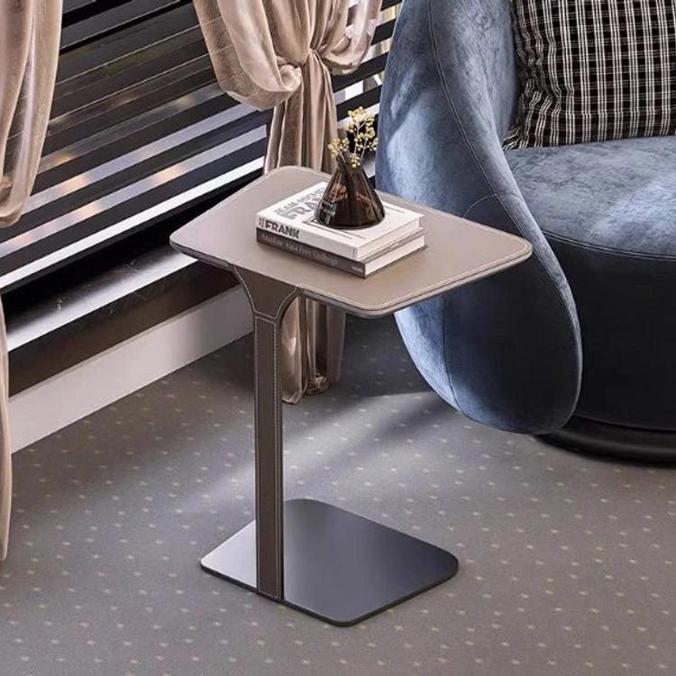 シンプルでスタイリッシュな合成皮革センターテーブル - ステンレス脚付き、リビングやダイニングに最適! hmx-5094