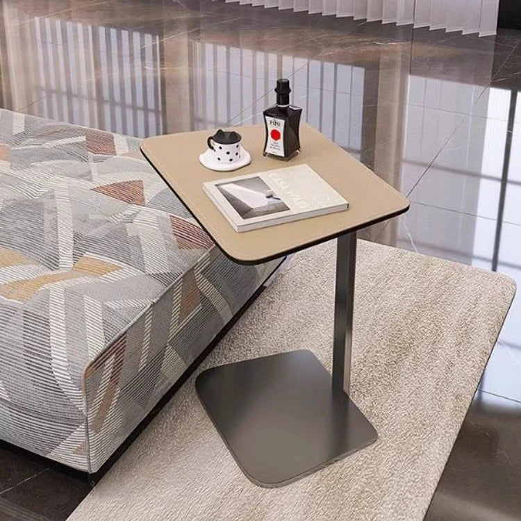 シンプルでスタイリッシュな合成皮革センターテーブル - ステンレス脚付き、リビングやダイニングに最適! hmx-5094