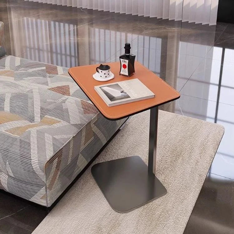 シンプルでスタイリッシュな合成皮革センターテーブル - ステンレス脚付き、リビングやダイニングに最適! hmx-5094