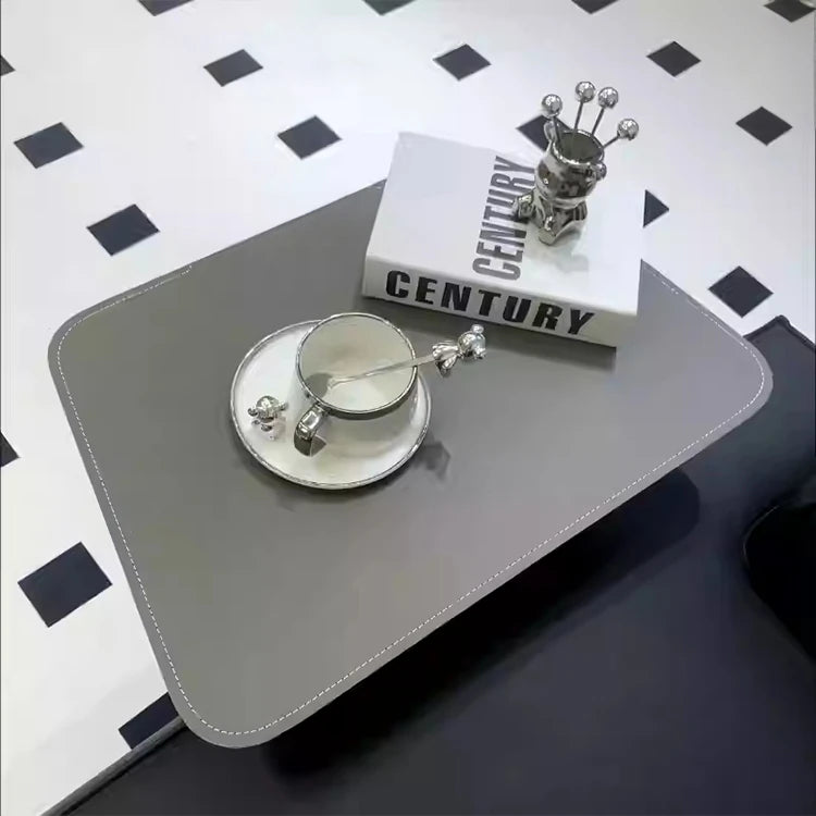 シンプルでスタイリッシュな合成皮革センターテーブル - ステンレス脚付き、リビングやダイニングに最適! hmx-5094