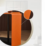 スタイリッシュな合成皮革センターテーブル|モダンデザインでリビングに最適|オレンジとブラックのコンビネーション hmx-5095