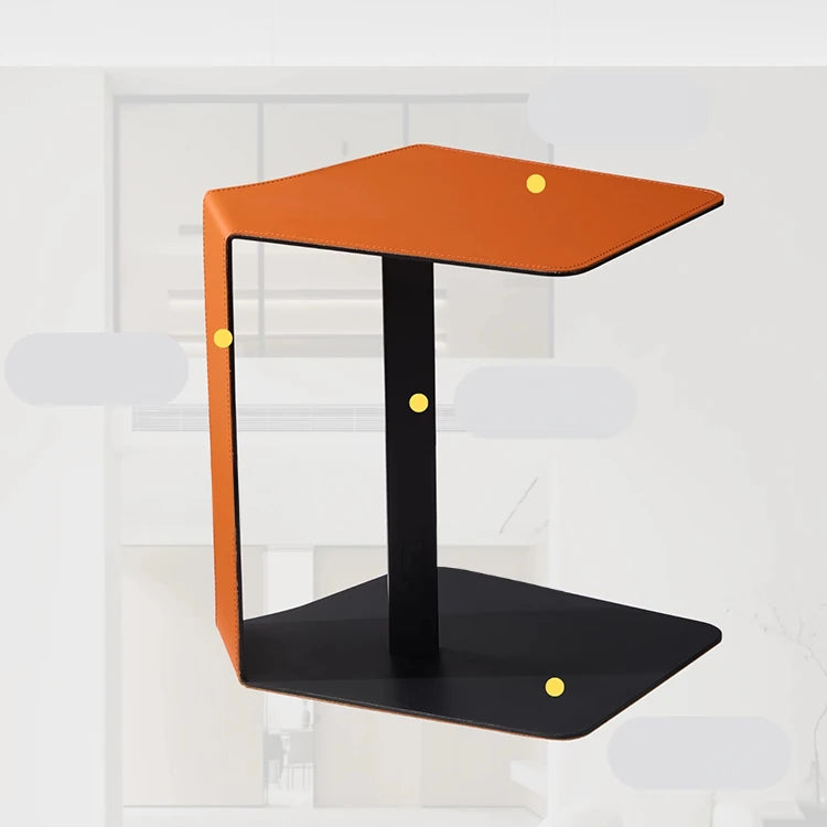 スタイリッシュな合成皮革センターテーブル|モダンデザインでリビングに最適|オレンジとブラックのコンビネーション hmx-5095