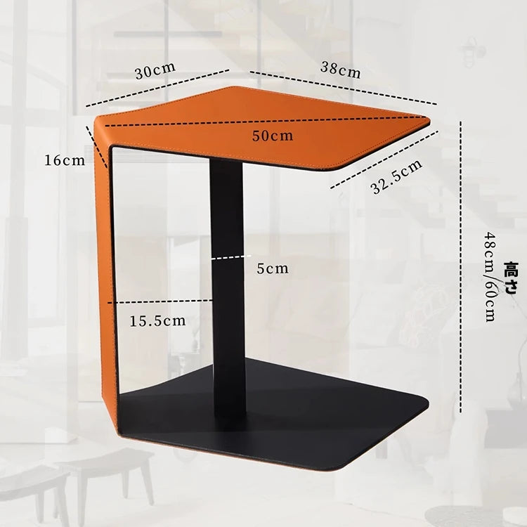 スタイリッシュな合成皮革センターテーブル|モダンデザインでリビングに最適|オレンジとブラックのコンビネーション hmx-5095