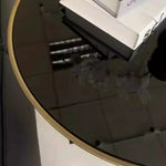 エレガントなアッシュ材センターテーブル - 強化ガラス天板付きのモダンデザイン hmx-5096