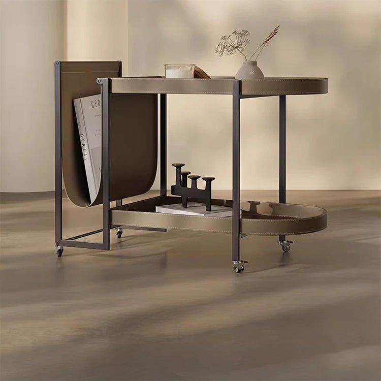 ステンレスと合成皮革の洗練されたセンターテーブル | モダンデザイン引き出し付きのスタイルアップアイテム hmx-5099