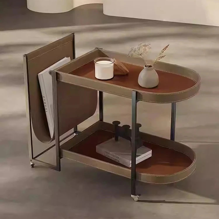 ステンレスと合成皮革の洗練されたセンターテーブル | モダンデザイン引き出し付きのスタイルアップアイテム hmx-5099