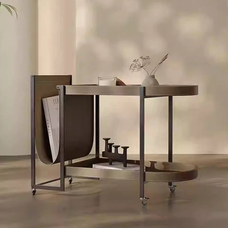 ステンレスと合成皮革の洗練されたセンターテーブル | モダンデザイン引き出し付きのスタイルアップアイテム hmx-5099