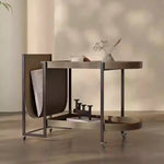 ステンレスと合成皮革の洗練されたセンターテーブル | モダンデザイン引き出し付きのスタイルアップアイテム hmx-5099