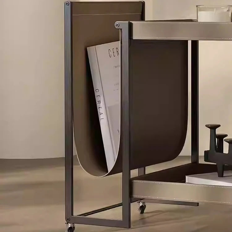 ステンレスと合成皮革の洗練されたセンターテーブル | モダンデザイン引き出し付きのスタイルアップアイテム hmx-5099