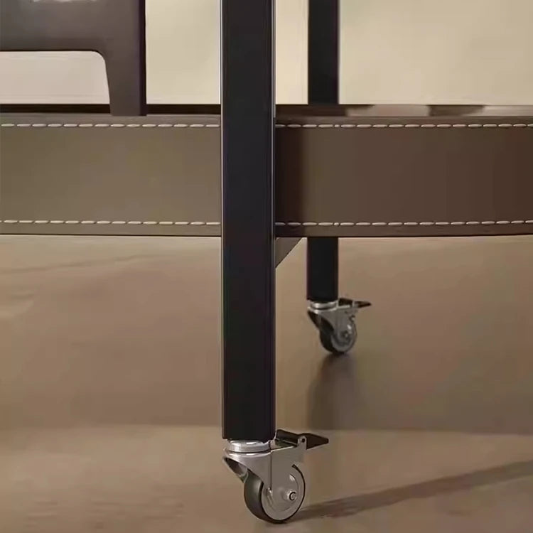 ステンレスと合成皮革の洗練されたセンターテーブル | モダンデザイン引き出し付きのスタイルアップアイテム hmx-5099