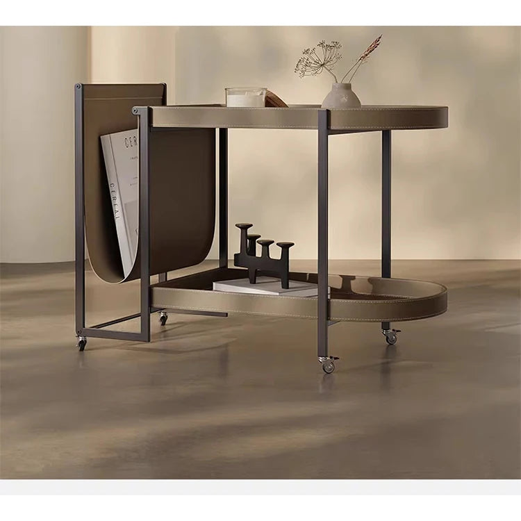 ステンレスと合成皮革の洗練されたセンターテーブル | モダンデザイン引き出し付きのスタイルアップアイテム hmx-5099