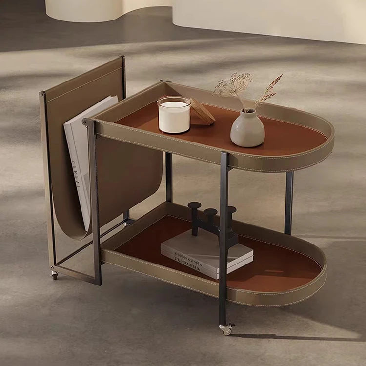 ステンレスと合成皮革の洗練されたセンターテーブル | モダンデザイン引き出し付きのスタイルアップアイテム hmx-5099