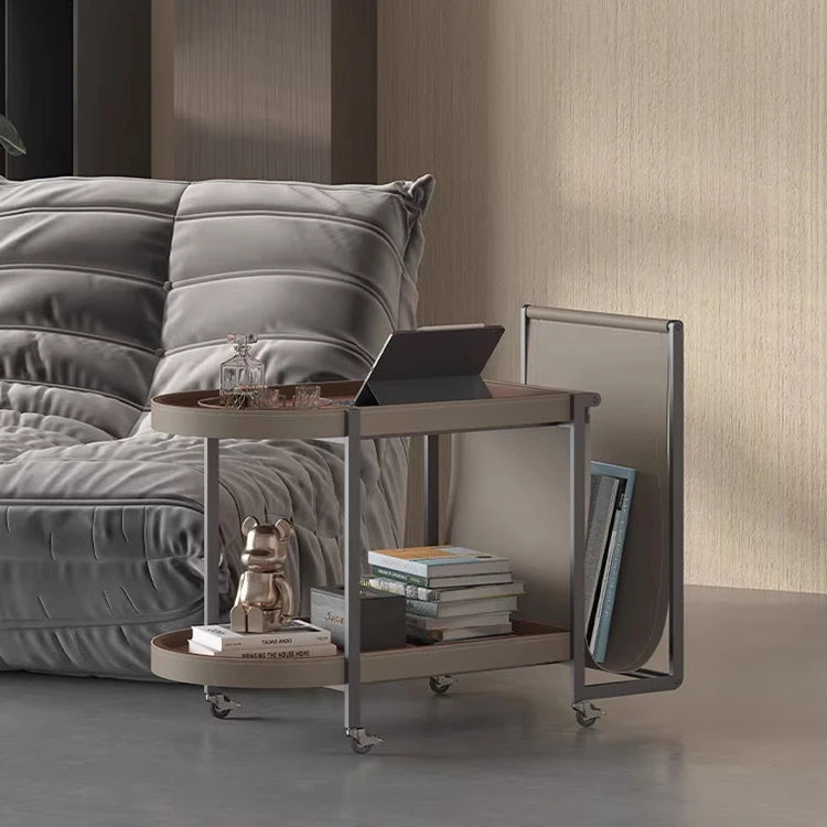 ステンレスと合成皮革の洗練されたセンターテーブル | モダンデザイン引き出し付きのスタイルアップアイテム hmx-5099