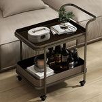 高級合成皮革&ステンレス製センターテーブル - スタイリッシュなキャスター付き収納テーブル hmx-5100