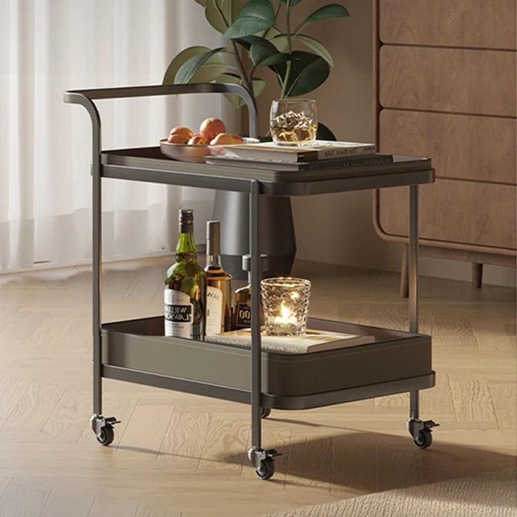 高級合成皮革&ステンレス製センターテーブル - スタイリッシュなキャスター付き収納テーブル hmx-5100