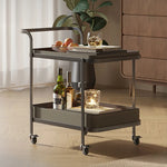 高級合成皮革&ステンレス製センターテーブル - スタイリッシュなキャスター付き収納テーブル hmx-5100