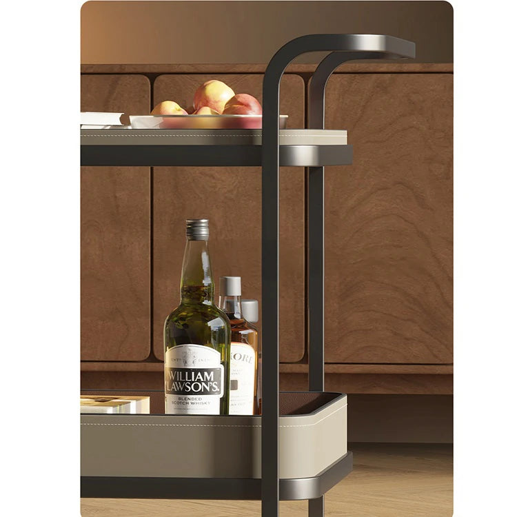 高級合成皮革&ステンレス製センターテーブル - スタイリッシュなキャスター付き収納テーブル hmx-5100