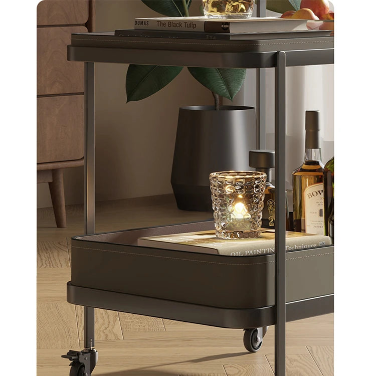 高級合成皮革&ステンレス製センターテーブル - スタイリッシュなキャスター付き収納テーブル hmx-5100