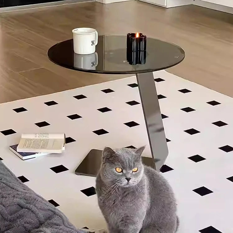 スタイリッシュなセンターテーブル 強化ガラス&ステンレス製 モダンデザイン 家庭用・オフィス用 hmx-5101