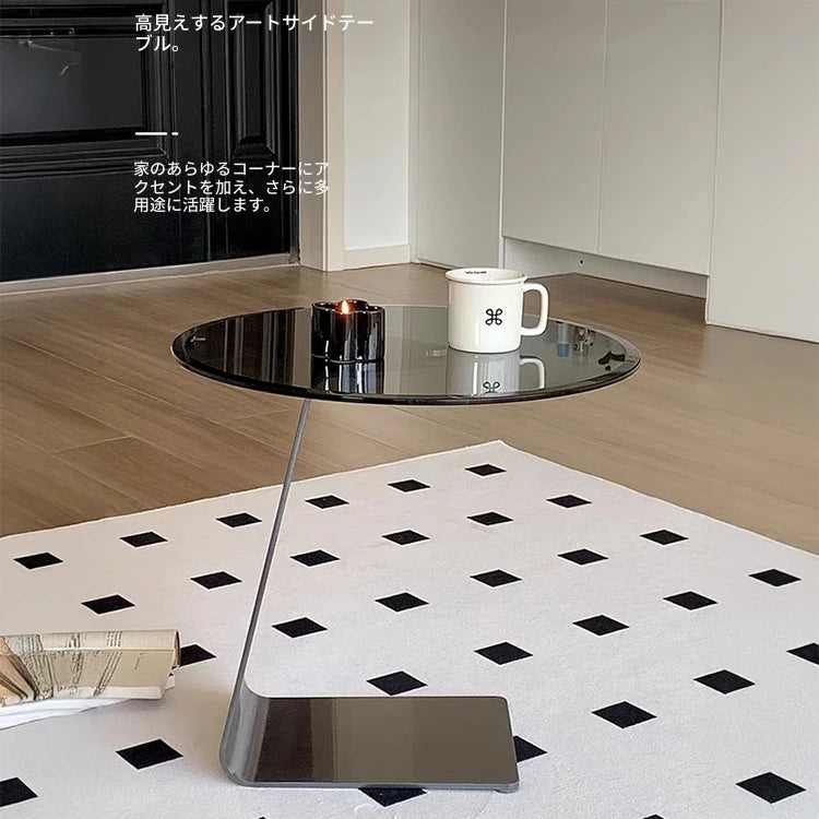 スタイリッシュなセンターテーブル 強化ガラス&ステンレス製 モダンデザイン 家庭用・オフィス用 hmx-5101