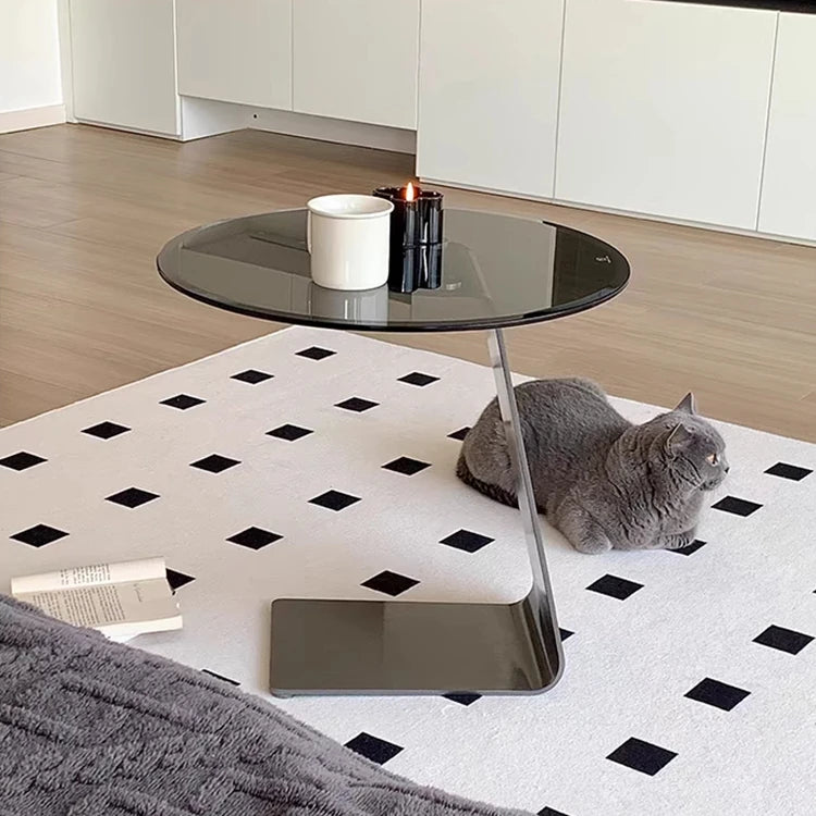 スタイリッシュなセンターテーブル 強化ガラス&ステンレス製 モダンデザイン 家庭用・オフィス用 hmx-5101