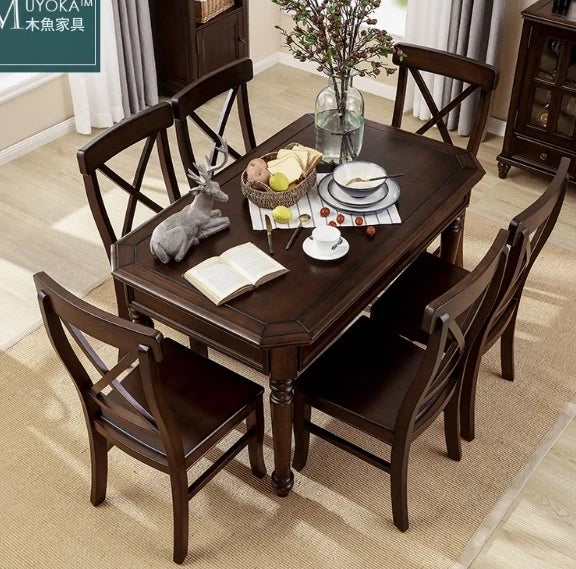 高級無垢材テーブルセット|モダンデザイン6人掛け|リビング・ダイニング適用 hmy-5001