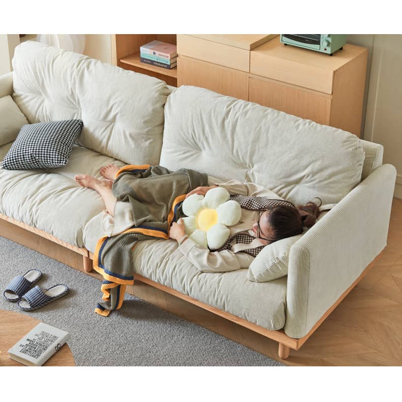 「高級レッドオークとパイン材フレームの贅沢グースダウン&コーデュロイソファー」 hmyf-1270