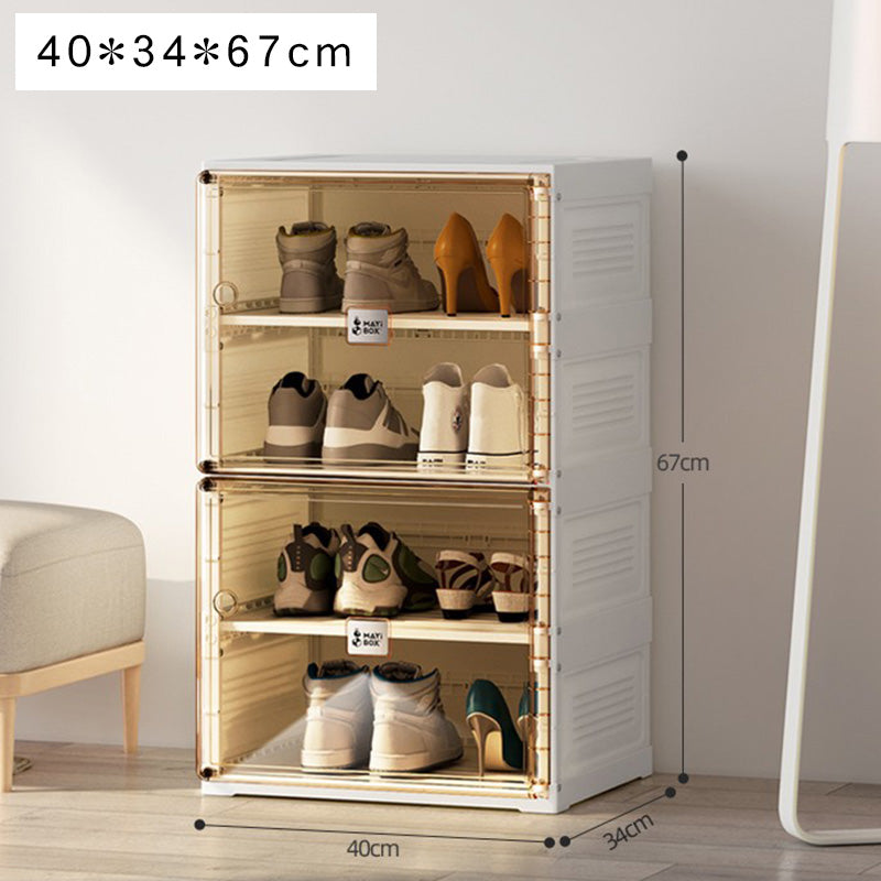 組立不要透明シューズボックス プラスチック製折りたたみ収納ラック hmyhz-5464