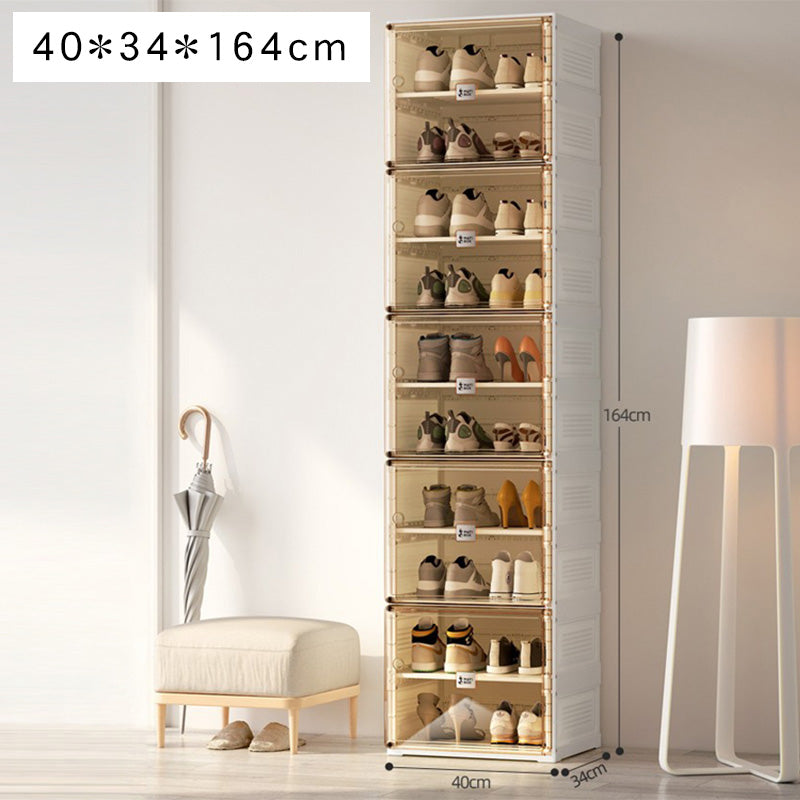 組立不要透明シューズボックス プラスチック製折りたたみ収納ラック hmyhz-5464