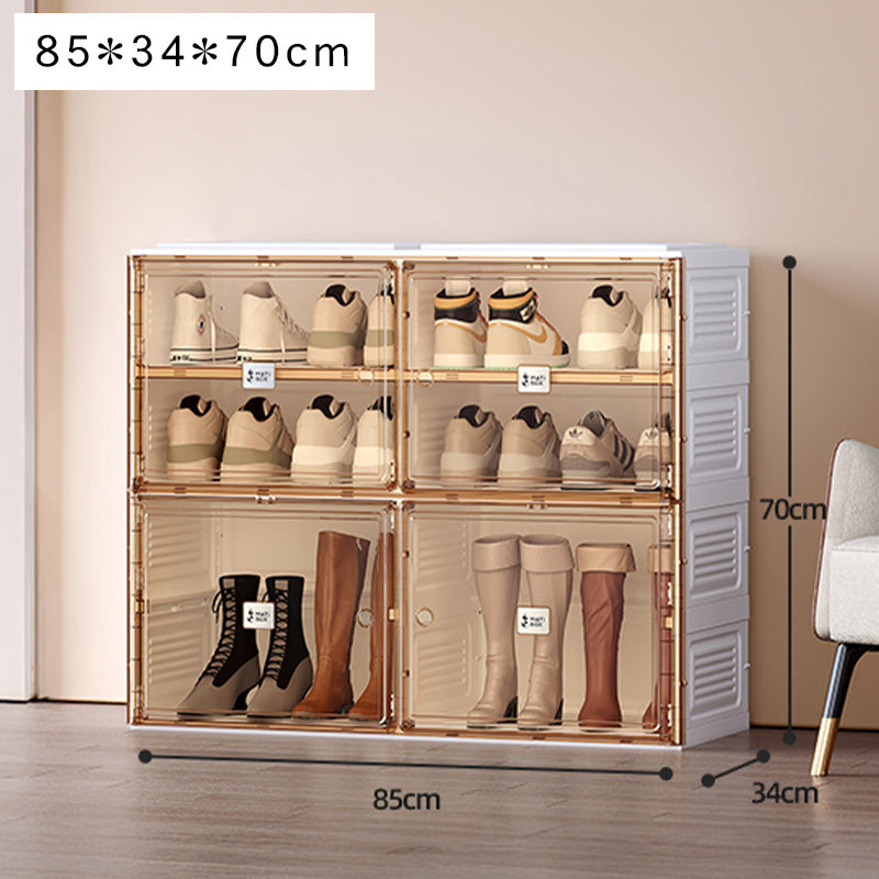 組立不要透明シューズボックス プラスチック製折りたたみ収納ラック hmyhz-5464