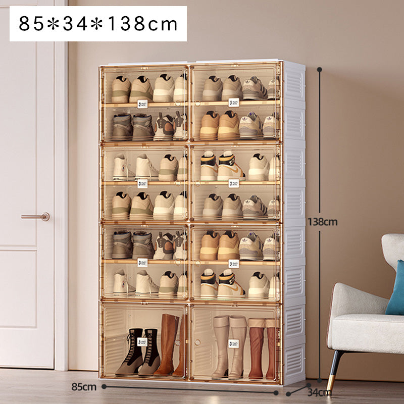 組立不要透明シューズボックス プラスチック製折りたたみ収納ラック hmyhz-5464