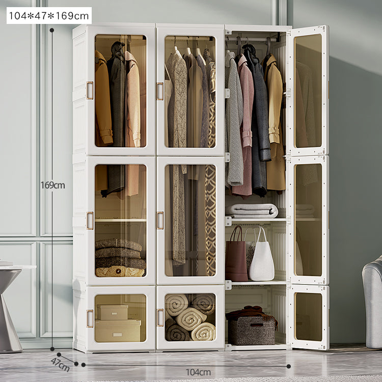 組立不要折りたたみ式大容量収納キャビネット 寝室用簡易ワードローブ hmyhz-5465