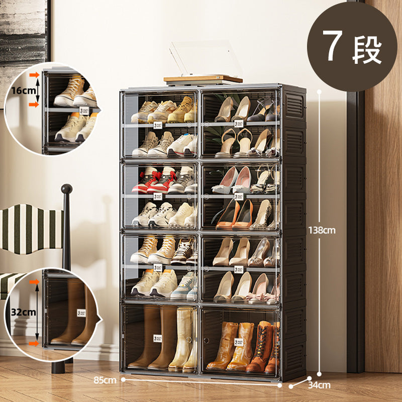 組立不要折りたたみ式シューズキャビネット ブラックカラーの玄関収納ラック hmyhz-5467