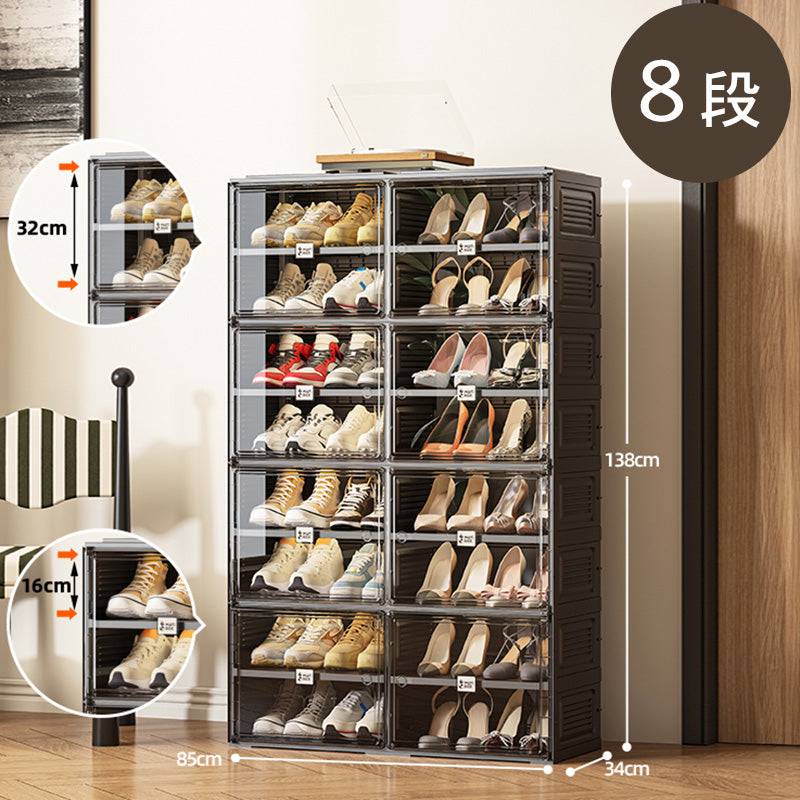 組立不要折りたたみ式シューズキャビネット ブラックカラーの玄関収納ラック hmyhz-5467