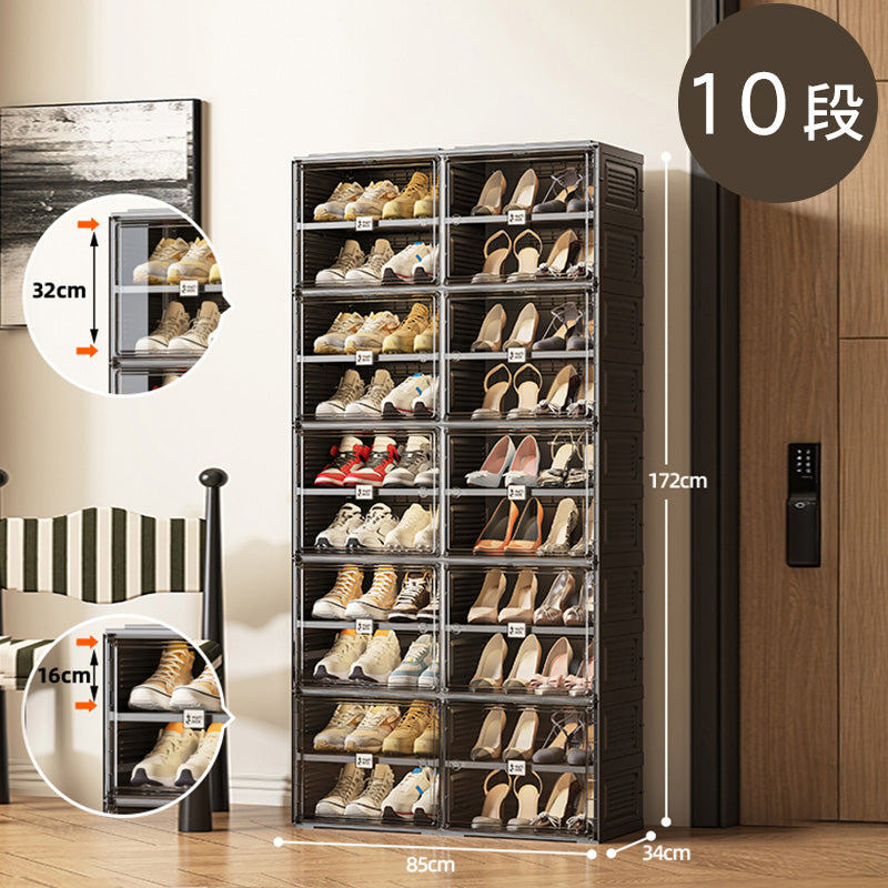 組立不要折りたたみ式シューズキャビネット ブラックカラーの玄関収納ラック hmyhz-5467