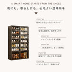 組立不要折りたたみ式シューズキャビネット ブラックカラーの玄関収納ラック hmyhz-5467