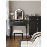 モダンデザインの化粧台 - スタイリッシュな収納付き、鏡付きメイクアップテーブル hmz-4938