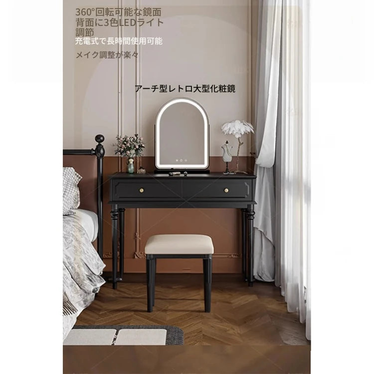 モダンデザインの化粧台 - スタイリッシュな収納付き、鏡付きメイクアップテーブル hmz-4938