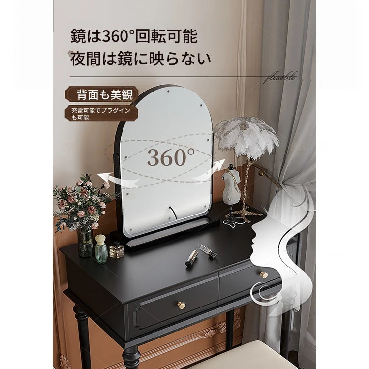 モダンデザインの化粧台 - スタイリッシュな収納付き、鏡付きメイクアップテーブル hmz-4938