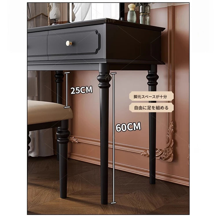 モダンデザインの化粧台 - スタイリッシュな収納付き、鏡付きメイクアップテーブル hmz-4938