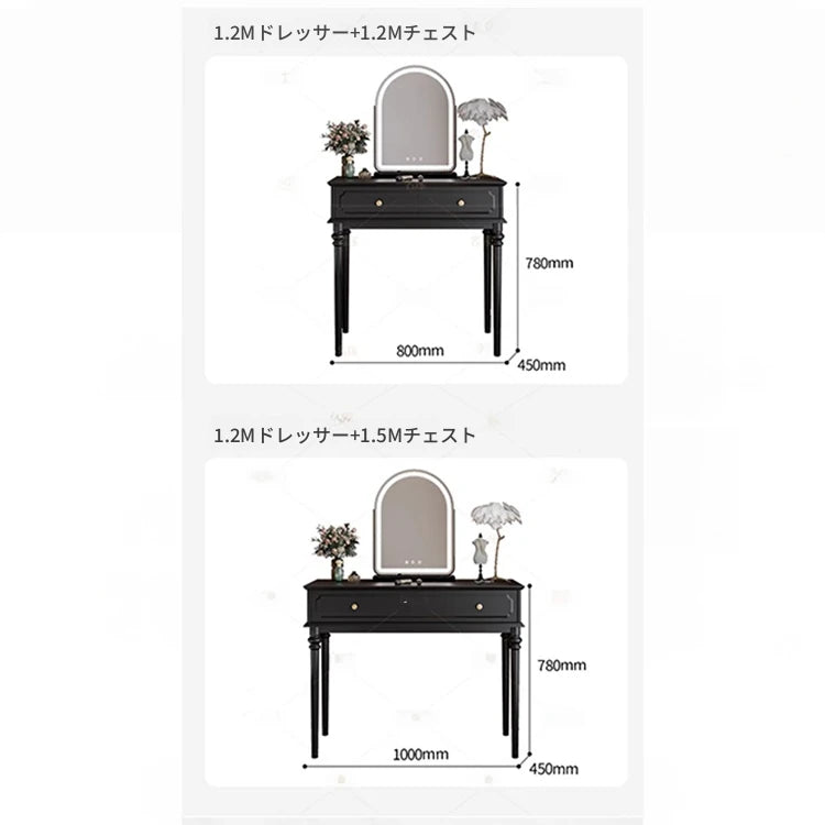 モダンデザインの化粧台 - スタイリッシュな収納付き、鏡付きメイクアップテーブル hmz-4938