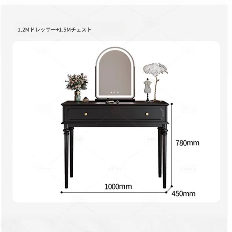 モダンデザインの化粧台 - スタイリッシュな収納付き、鏡付きメイクアップテーブル hmz-4938