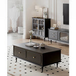 無垢材使用のスタイリッシュセンターテーブル - シンプルで機能的な収納付きリビング家具 hmz-4941