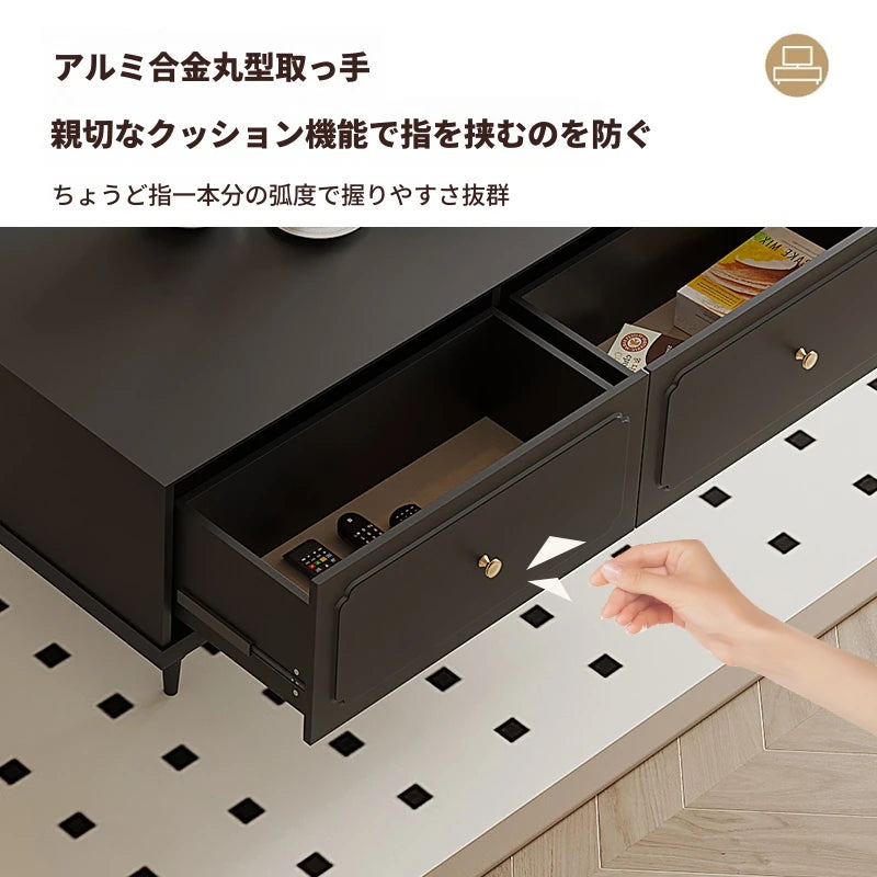 無垢材使用のスタイリッシュセンターテーブル - シンプルで機能的な収納付きリビング家具 hmz-4941