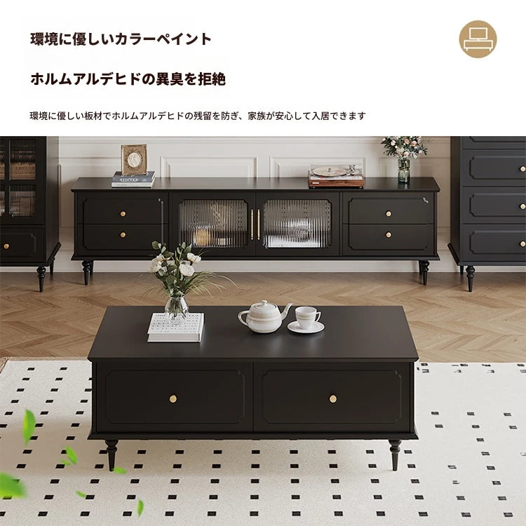 無垢材使用のスタイリッシュセンターテーブル - シンプルで機能的な収納付きリビング家具 hmz-4941