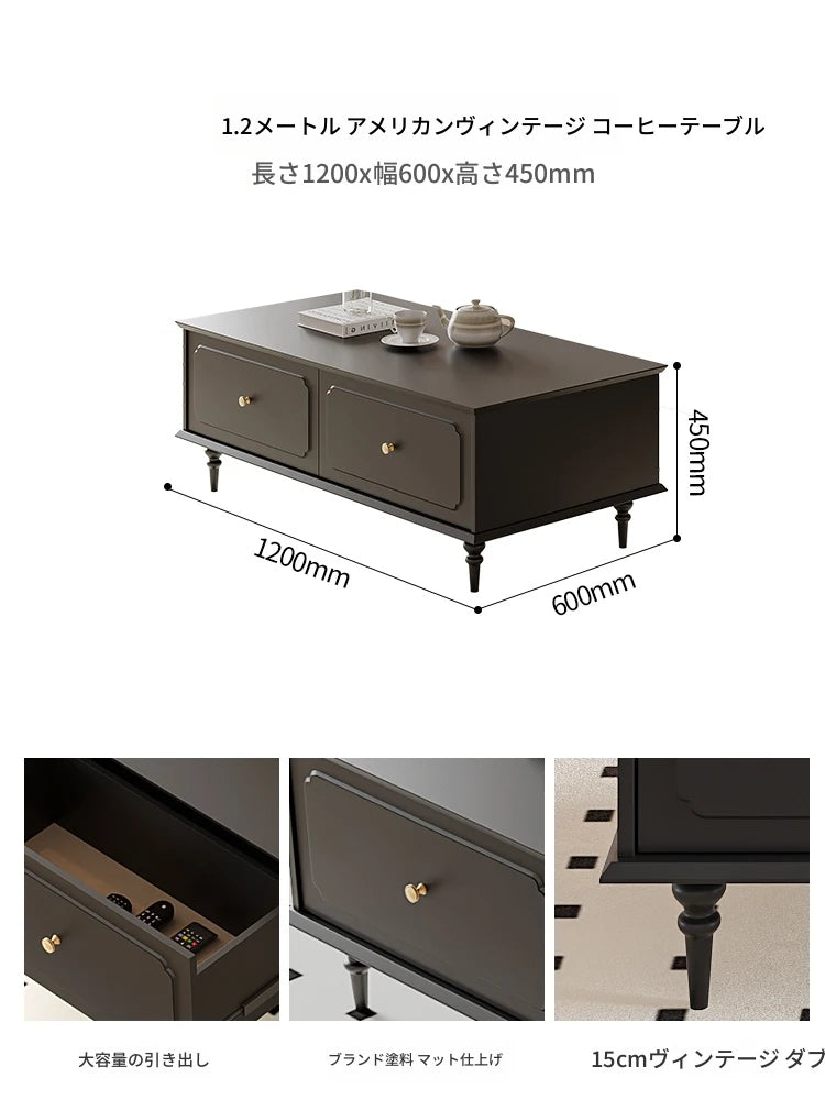 無垢材使用のスタイリッシュセンターテーブル - シンプルで機能的な収納付きリビング家具 hmz-4941